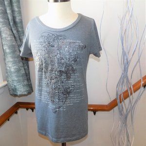 HELIUM Vintage T Shirt Size Medium Gray & Silver